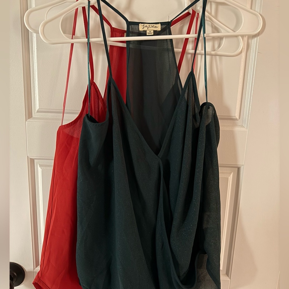 Lily White Vibrant Red Spaghetti Strap Top